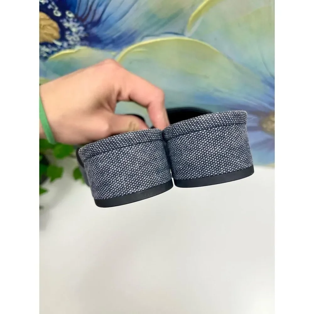 New Veronica Beard Cecile Denim Cap-Toe Mule In Denim Blue/Black 6.5